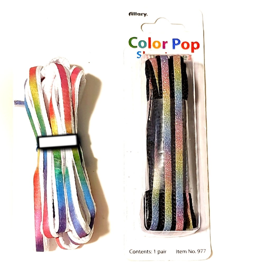 NWT 2 SETS OF RAINBOW OMBRÉ BLACK & WHITE SHOE LACES FOR KIDS!